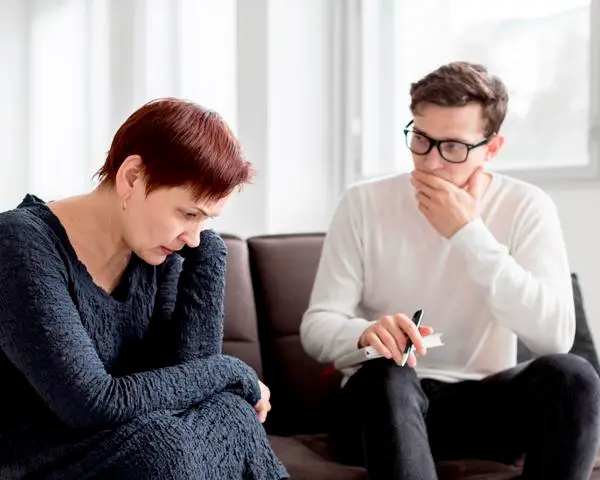 Psychologist talking with Student