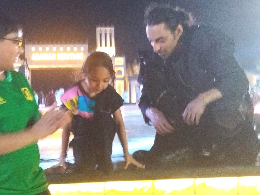 Little Girl Making herself Ready to Jump Over