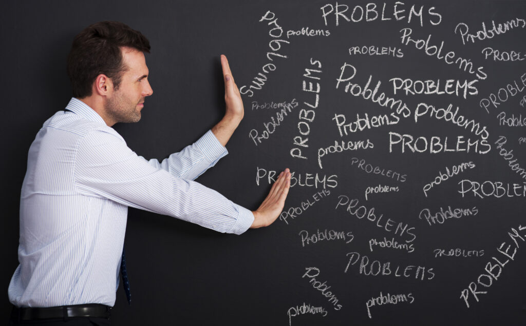 Youngman Practicing to Push all Problems Away