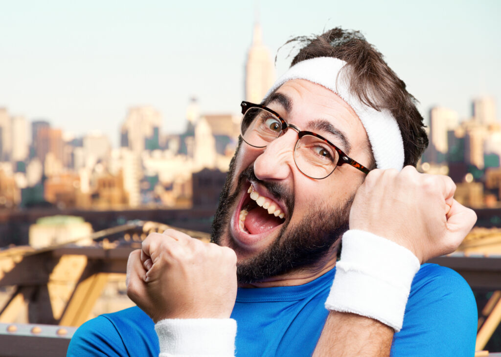 Crazy Sportsman Funny Expression after Success