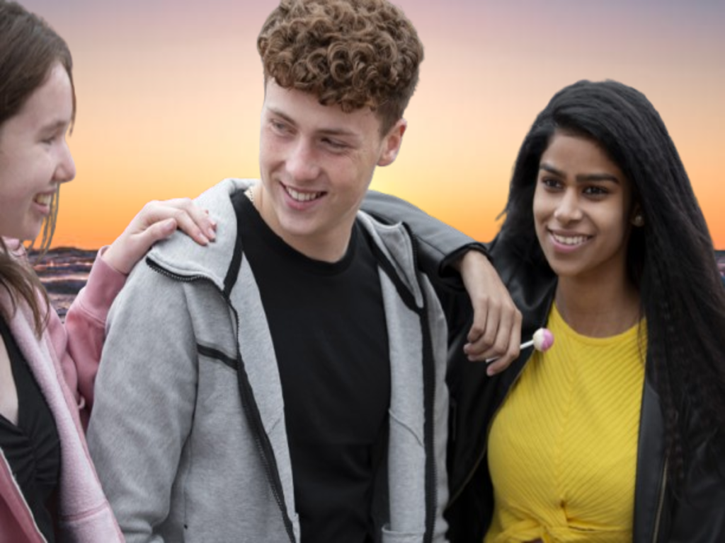 Close-up Smiley Teens hanging out To be a Golden Pupply, Cultivate Positive Relationship