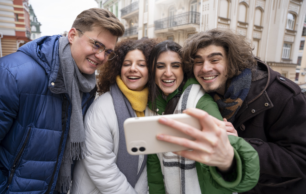 Converted Portrait Friends having great time together Gen-Z friends to learn from each other