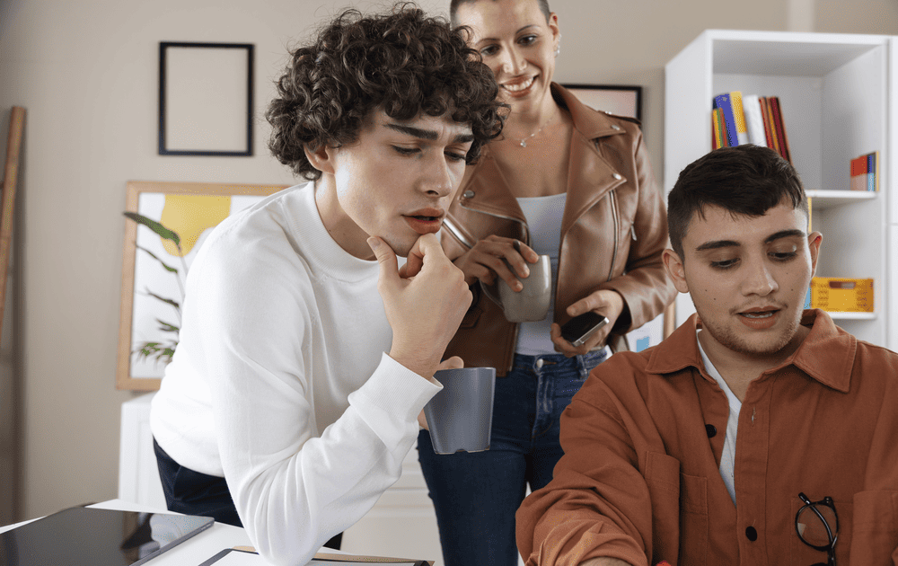 Young Talented Colleagues Surrounded by Positive Influence